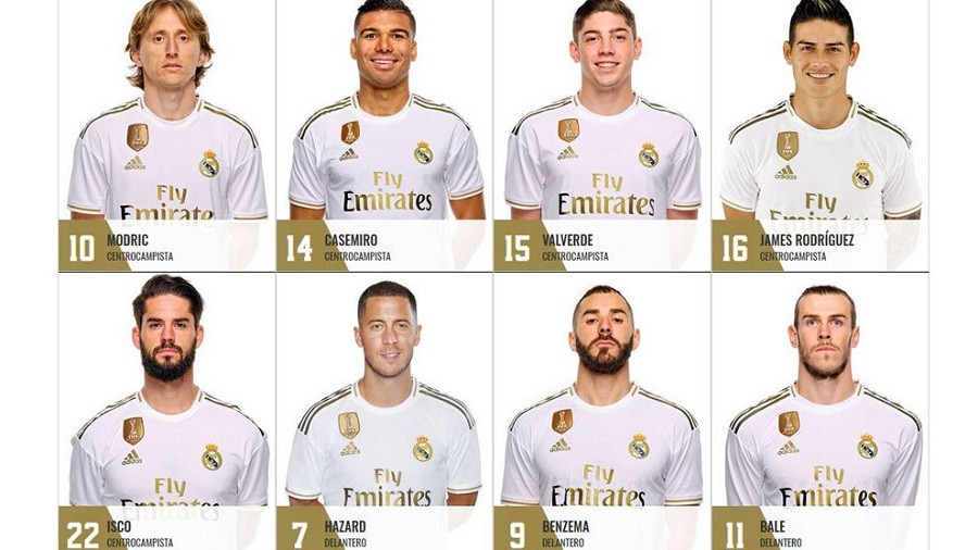 Số áo các cầu thủ Real với tiền đạo Hazard áo số 7